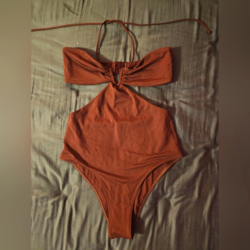 Brown One Piece cut out Swimsuit nwot